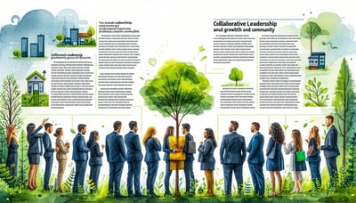 Newsletter illustration showing collaborative leadership and community growth Newsletter illustration showing collaborative leadership and community growth
